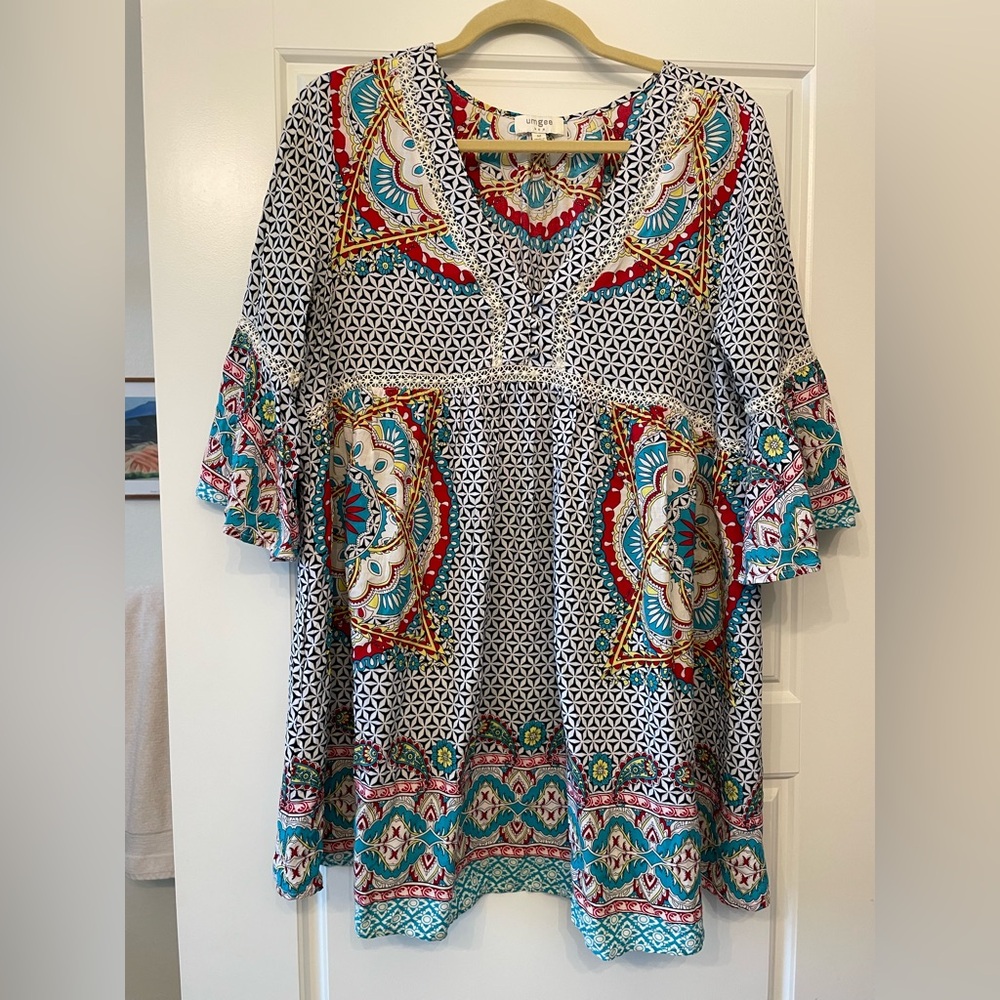 Umgee - Geometric Oversized Dress, Medium
